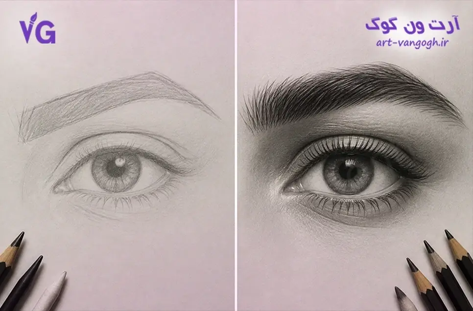 طراحی ابروی طبیعی در سیاه قلم