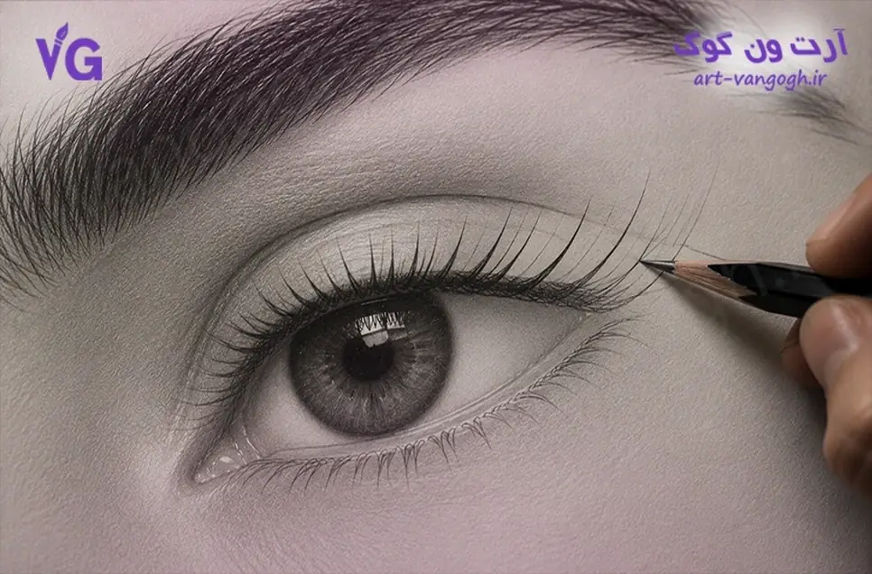 طراحی مژه طبیعی در سیاه قلم