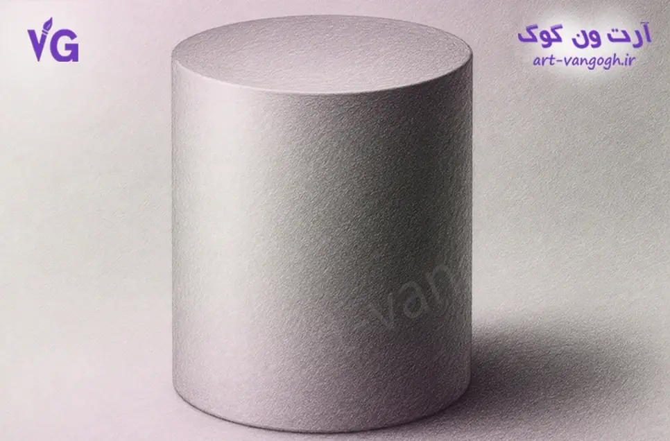 استوانه سیاه قلم با سایه روشن و سایه افتاده نهایی