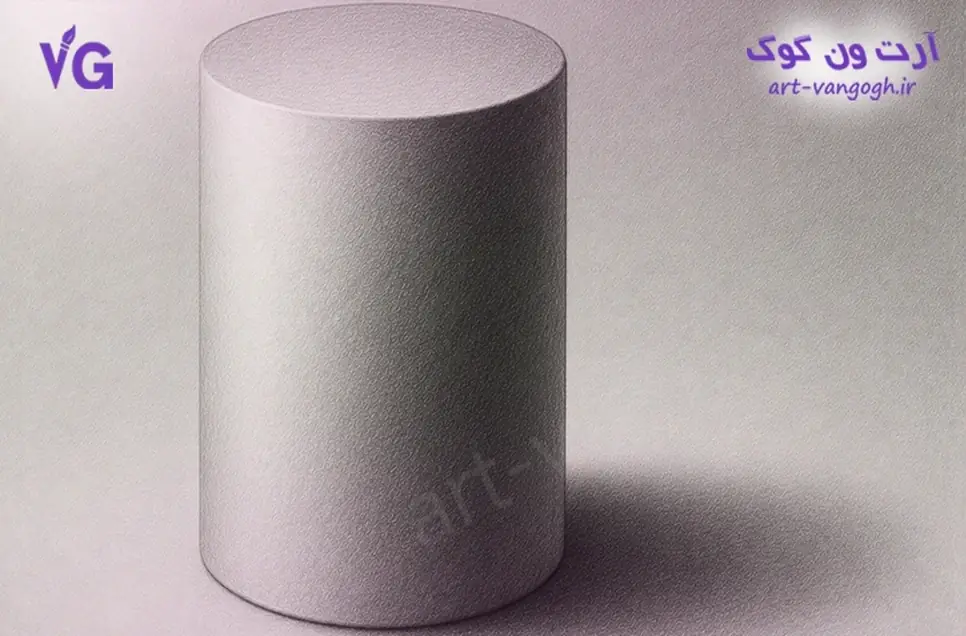 سایه افتاده استوانه در طراحی سیاه قلم