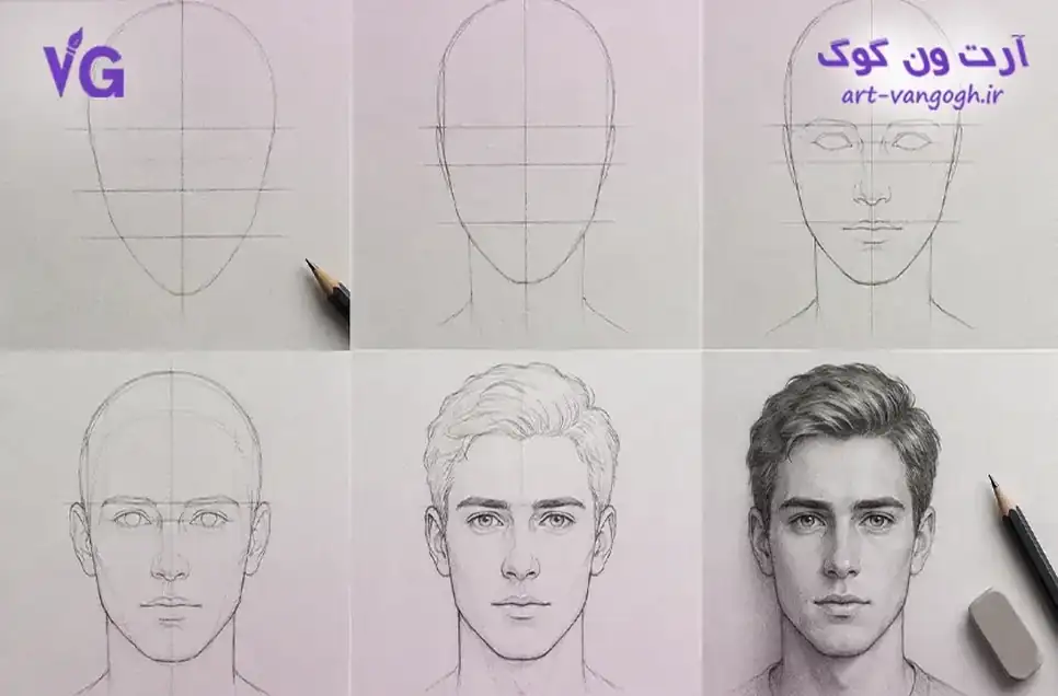 تناسبات و طراحی اولیه چهره در سیاه قلم