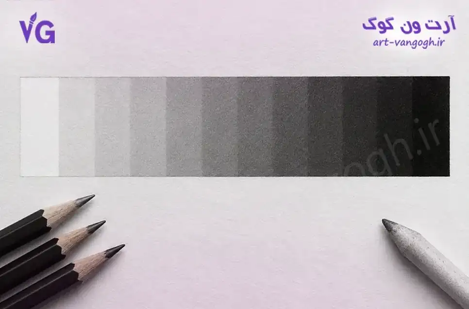 طیف تنالیته از سفید تا مشکی در سیاه قلم
