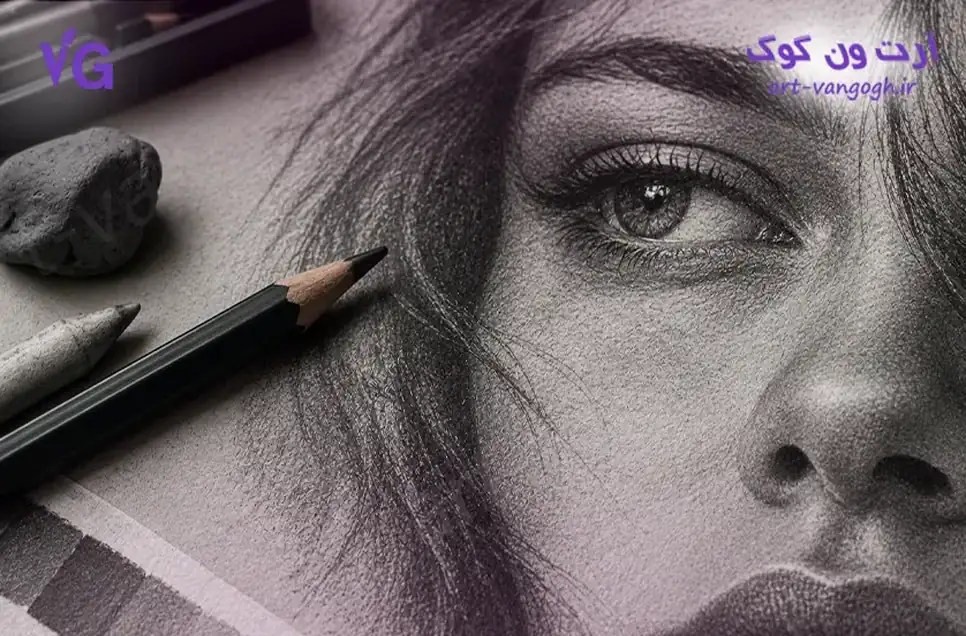 نمونه طراحی سیاه قلم واقع گرایانه