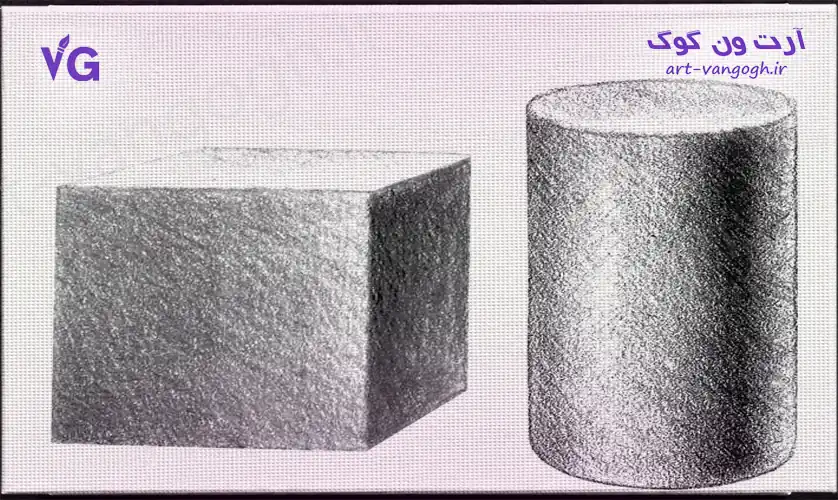 تمرین طراحی اشکال هندسی در سیاه قلم