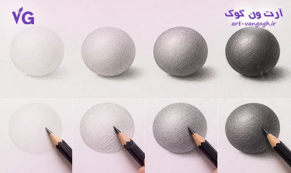 لایه گذاری تدریجی سایه روشن با مداد سیاه
