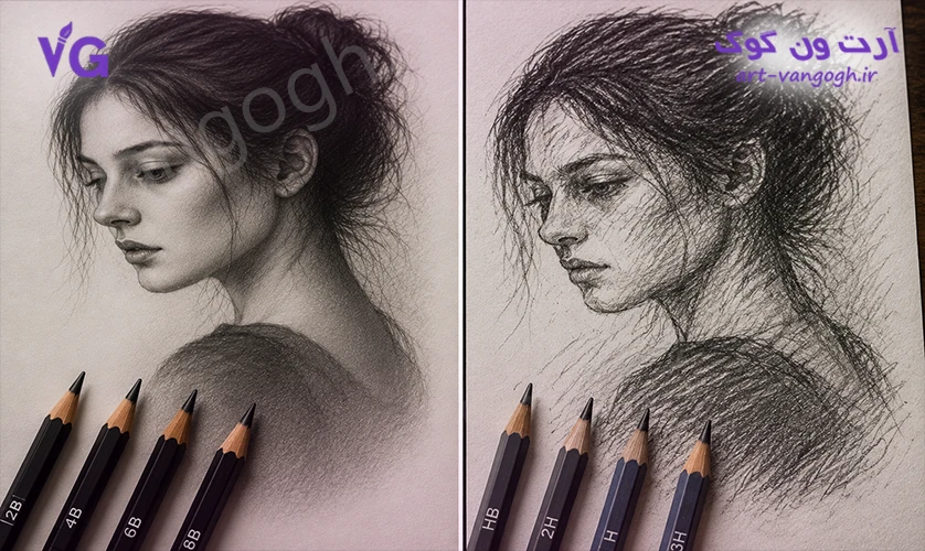 مقایسه مداد مناسب و نامناسب سیاه قلم
