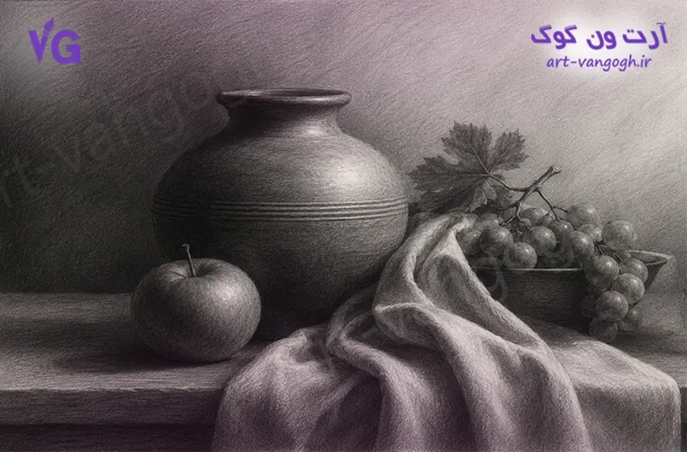 نمونه نهایی طراحی سیاه قلم با تکنیک های پایه برای مبتدی ها