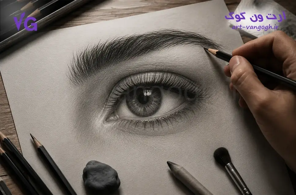 آموزش طراحی مژه و ابرو در سیاه قلم | تکنیک ایجاد بافت طبیعی